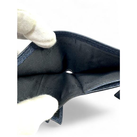 BVLGARI Vintage Blue & Black Leather Trifold Wallet - Picture 8 of 10